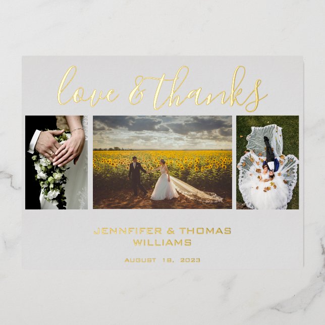 Wedding Foto Collage Danke Karte (Vorderseite)
