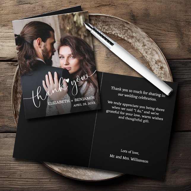 Wedding Foto geklappt Danke (Wedding Photo Folded Thank You Note Cards)