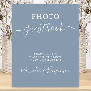 Wedding Foto Guest Moderne Kalligrafie Dusty Blue Poster
