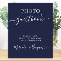 Wedding Foto Guest Moderne Kalligrafie Navy Blue