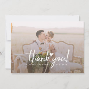 Wedding Foto Hand Lettered Newlyweds Vielen Dank Dankeskarte