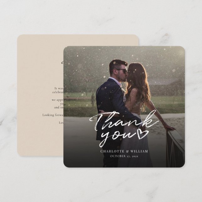 Wedding Foto Handwriting Elegant Vielen Dank Dankeskarte