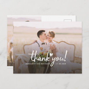 Wedding Foto Liebe Herzschrift Vielen Dank Postkarte