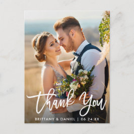 Wedding Foto Modern Brush Script Vielen Dank W Postkarte