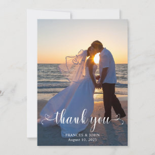 Wedding Foto Modern Heart Swash Script V Dankeskarte
