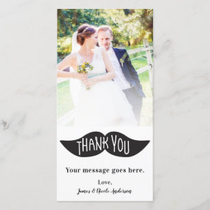 Wedding Foto Picture Black Mustache Vielen Dank Dankeskarte