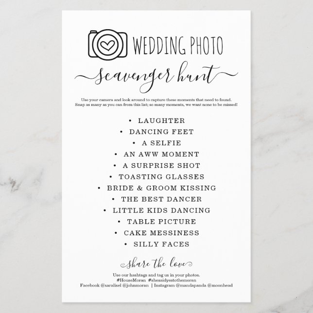 Wedding Foto Scavenger Hunt I Spy Game Flyer (Vorne)