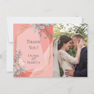 Wedding Foto Vielen Dank Coral Floral Dankeskarte