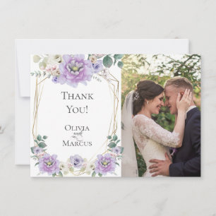 Wedding Foto Vielen Dank Lavender Peony Floral Dankeskarte