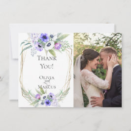 Wedding Foto Vielen Dank | Violet Anemone Floral Dankeskarte