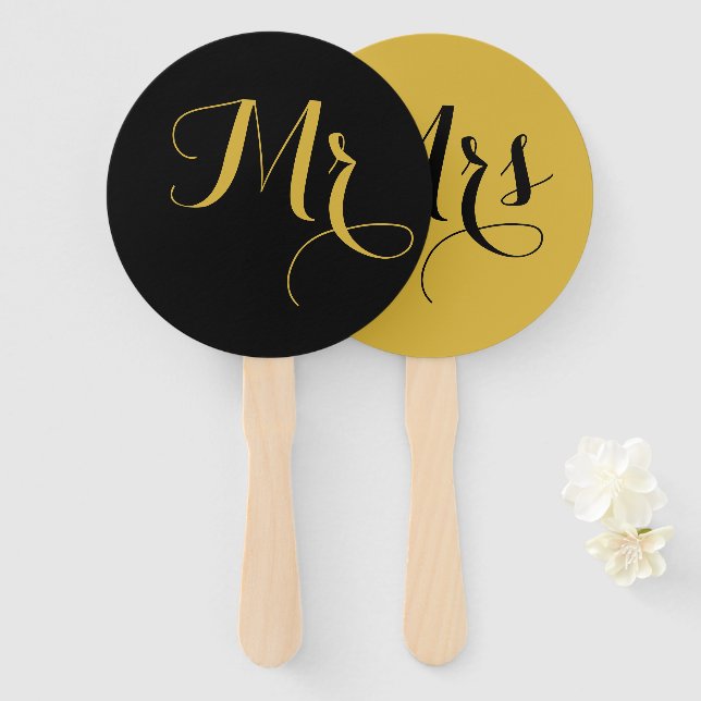 Wedding Game Round Hand Fan für Mr. oder Mrs. Fächer (Vorne und Hinten)