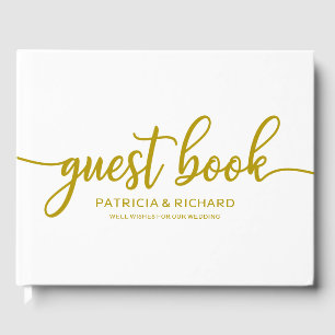 Wedding Gast Book Gold Chic Calligraphy Gästebuch