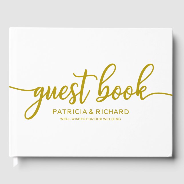 Wedding Gast Book Gold Chic Calligraphy Gästebuch (Vorderseite)