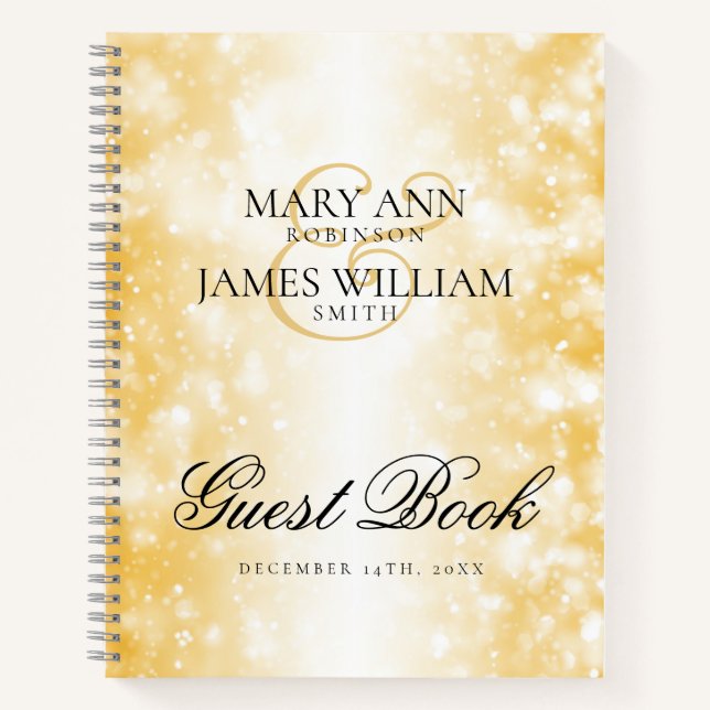 Wedding Gast Book Gold Shimmer Lights Notizbuch (Vorderseite)