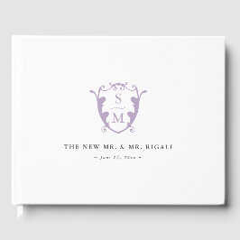 Wedding Gast Book Monogram Wappen Lilac Gästebuch
