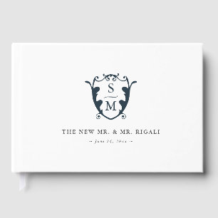 Wedding Gast Book Monogram Wappen Navy Blue Gästebuch