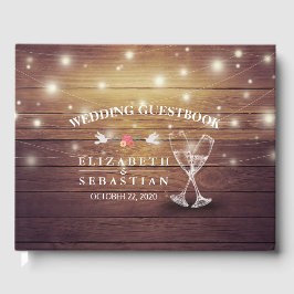 Wedding Gästebuch Champagne Brillen Wood Lights