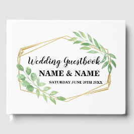 Wedding Gästebuch Gold Frame Greenery Leaf