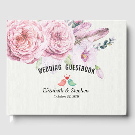 Wedding Gästebuch Watercolor Boho Floral Feather