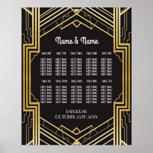 Wedding Gatsby Art Deco 10 Tabelle 1920 Sitzplan Poster