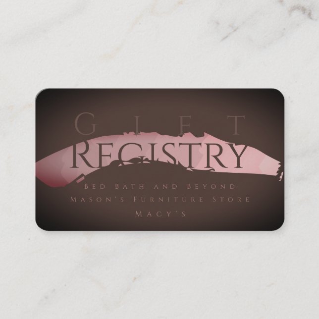 Wedding Geschenk Registrierung Schokolade Sangria Begleitkarte (Vorderseite)