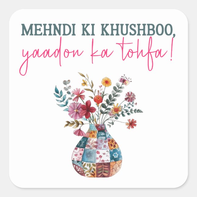 wedding gift bag quadratischer aufkleber (Vorderseite)