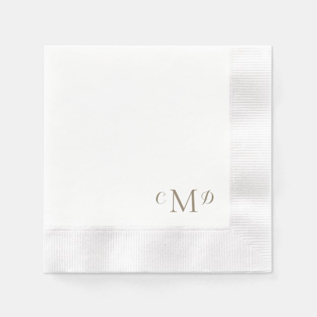 Wedding Gold Monogram White Coined Elegant Serviette (Vorderseite)