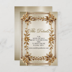 Wedding Gold Verziert Rectangle Dimond Blume Shiny Begleitkarte