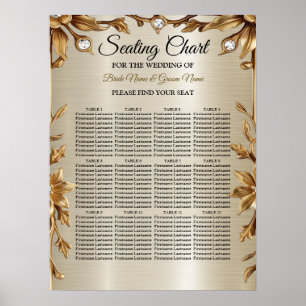 Wedding Gold Verziert Rectangle Dimond Blume Shiny Poster