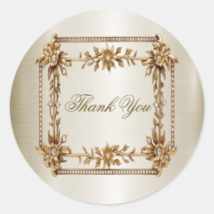 Wedding Gold Verziert Rectangle Dimond Blume Shiny Runder Aufkleber