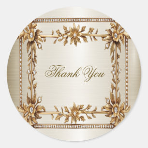 Wedding Gold Verziert Rectangle Dimond Blume Shiny Runder Aufkleber