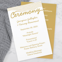 Wedding Gold White Wavy Lines Elegant Minimalistis