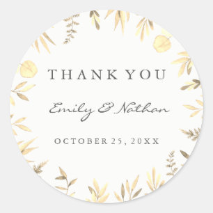 Wedding Golden Leaf Vielen Dank Sticker