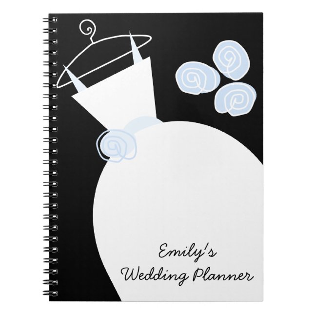 Wedding Gown Blue 'Wedding Planner' schwarz Notizblock (Vorderseite)