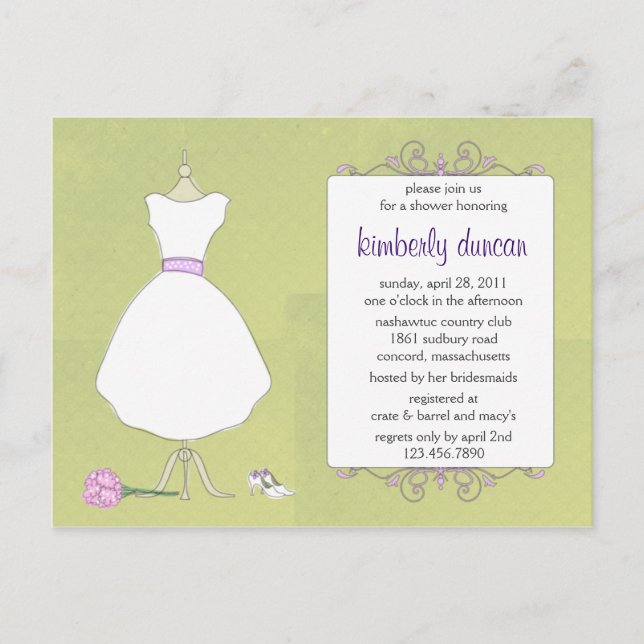 Wedding Gown Brautparty Einladung (Vorderseite)