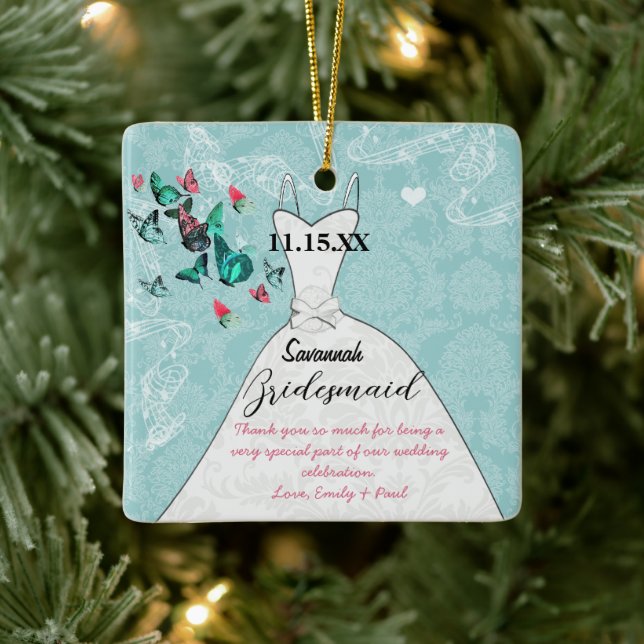 Wedding Gown Bridesmaid Butterfly Farbe wählen Keramikornament (Baum)