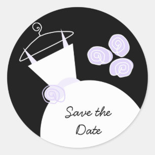 Wedding Gown Lila "Save the Date" rund schwarz Runder Aufkleber