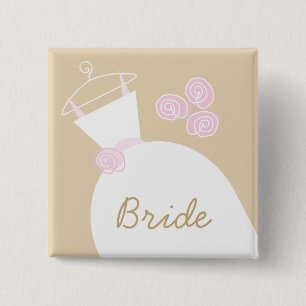 Wedding Gown Pink Beige 'Bride' Platz Button