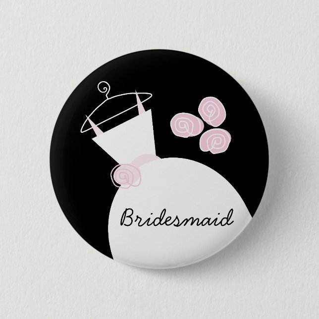 Wedding Gown Pink 'Bridesmaid' Taste schwarz Button (Vorderseite)