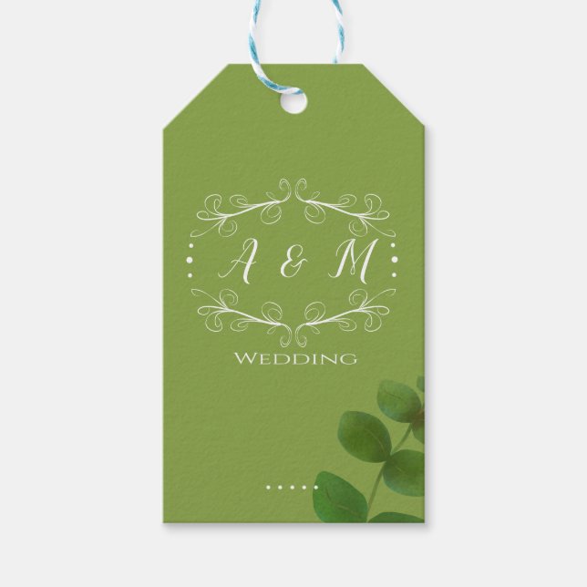 Wedding Green Chic Geschenkanhänger (Vorderseite)