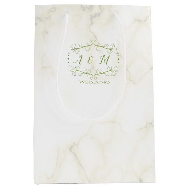 Wedding Green Chic Mittlere Geschenktüte (Vorderseite)