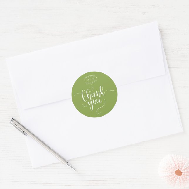 Wedding Green Chic Runder Aufkleber (Umschlag)