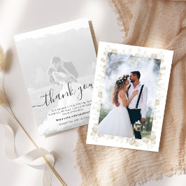 Wedding Greenery Calligraphy Script 2 Foto Dankeskarte