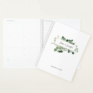 Wedding Greenery Couple NAMES DATE Modern Planer