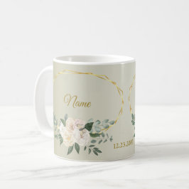 Wedding Greenery Leaves Pink Floral Gold Geometric Kaffeetasse