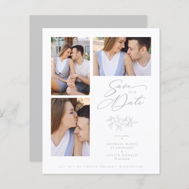 Wedding Grey 3 Photos Collage Budget Branches (Vorne/Hinten)