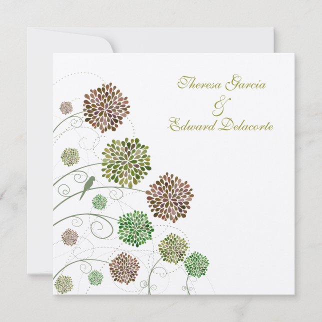 Wedding grüne Giebel-personalisierte Einladung (Vorderseite)