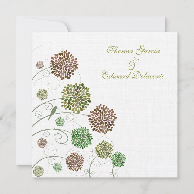 Wedding grüne Giebel-personalisierte Einladung (Vorderseite)