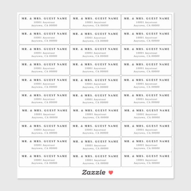 Wedding Guest Address Labels (Blatt)