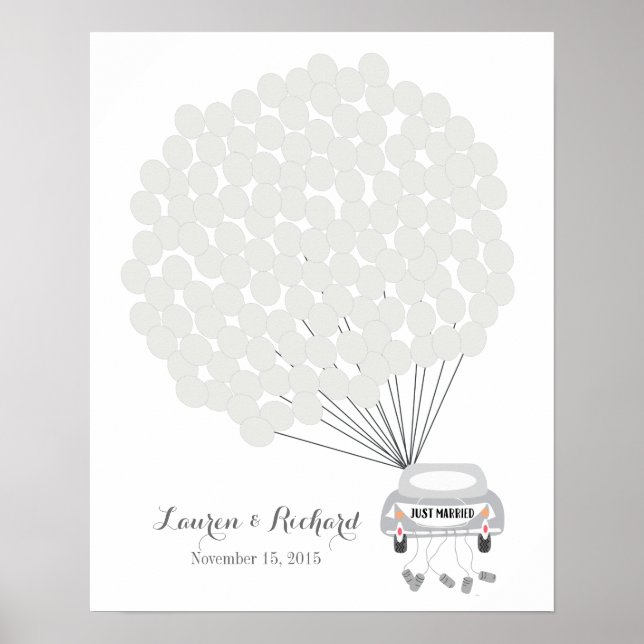 Wedding Guest Book Alternative mit grauen Ballons Poster (Vorne)